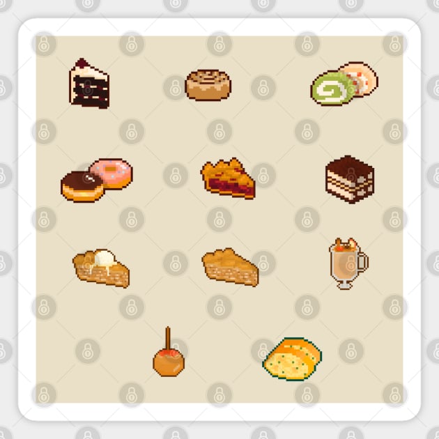 Desserts + garlic bread pixel art Magnet by toffany's